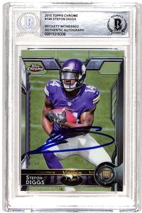 Stefon Diggs Signed 2015 Topps Chrome #148 Trading Card Beckett 38687 Great Deals Cheap Pice