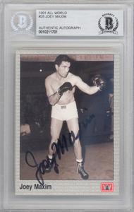 Joey Maxim Autographed 1991 All World Sports Card #28 Beckett BAS #10211701 2025 New For Sale