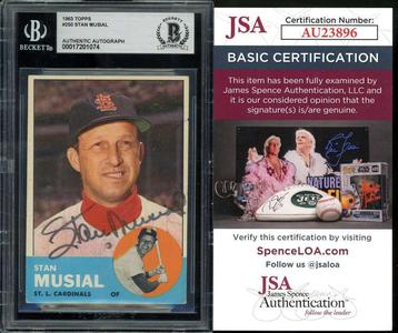 Stan Musial Beckett BAS JSA COA Signed 1963 Topps Autograph Cheap Wide Range Of