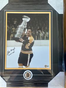 John Bucyk signed framed 11x14 photo,with "hof 1981" ins Official