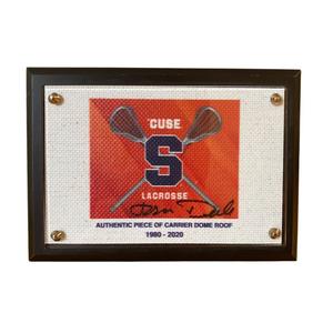 John Desko Autographed Syracuse University Lacrosse Logo on an Authentic 5"x7" Piece of Carrier Dome Roof (CX Auth) Sale Big Discount
