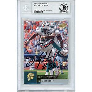 Joey Porter Signed Miami Dolphins 2009 Upper Deck Football Card Beckett Auth Auto Slab Cheap Sale Footlocker Pictures