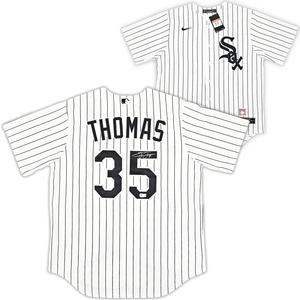 WHITE SOX FRANK THOMAS AUTOGRAPHED WHITE PINSTRIPE NIKE JERSEY SIZE L BECKETT Finishline For Sale