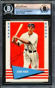 Stan Hack Autographed 1961 Fleer Card #110 Chicago Cubs Beckett BAS #16176143 Buy Cheap Wide Range Of
