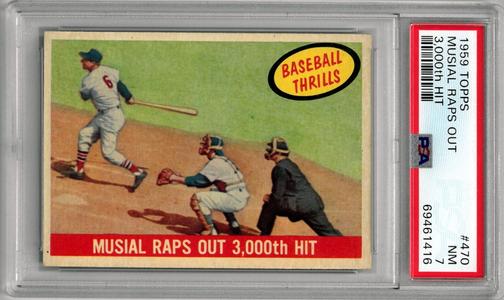 Stan Musial 1959 Topps Raps Out 3000th Hit Baseball Card #470- PSA Graded 7 NM Largest Supplier Cheap Pice