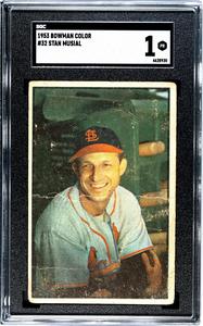Stan Musial 1953 Bowman Color Card #32- SGC Graded 1 Poor St Louis Cardinals/HOF Sale Original