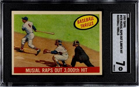 Stan Musial 1959 Topps Raps Out 3000th Hit Baseball Thrills Card-SGC Graded 7 NM Buy Cheap Fashion Style