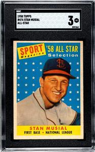 Stan Musial 1958 Topps All-Star Baseball Card #476 Cardinals- SGC Graded 3 VG Clearance 2025 New