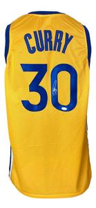 Stephen Curry Golden State Signed Yellow Basketball Jersey JSA For Nice