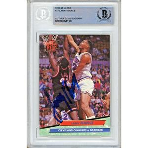 Larry Nance Cleveland Cavaliers Signed 1992-93 Fleer Ultra Basketball Card BAS Auth Auto Sale Low Shipping Fee