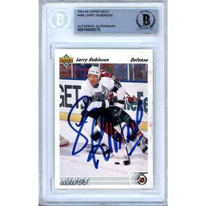 Larry Robinson Los Angeles Kings Signed 1991-92 Upper Deck Card Beckett Auth Auto Slab Recommend For Sale