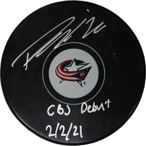 Patrick Laine Autographed Columbus Blue Jackets Hockey Puck CBJ Debut FAN 46919 Fashionable
