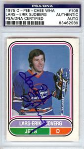 Lars-Erik Sjoberg Autographed 1975 O-Pee-Chee WHA Card Jets PSA/DNA #83462989 Purchase For Sale