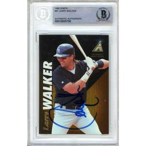 Larry Walker Colorado Rockies Signed 1995 Pinnacle Zenith Card Beckett Auth Auto Slab HOF Cheap Wiki