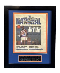 Patrick Ewing Signed Framed First National Newspaper Issue Auto Knicks Steiner Outlet Huge Surprise