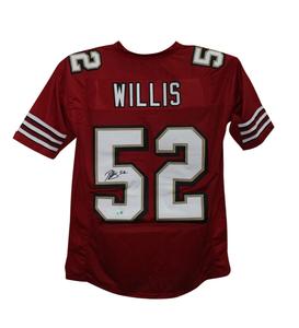 Patrick Willis Autographed/Signed Pro Style Red XL Jersey Beckett BAS 34661 Amazon Footaction