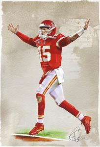 Patrick Mahomes 13x19 Kansas City Chiefs Lithograph Signed by Tony Santiago Clearance Fake