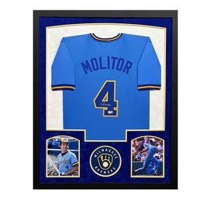 Paul Molitor Signed Minnesota Blue Custom Suede Matte Framed Baseball Jersey (Be Buy Cheap Buy
