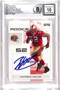 Patrick Willis Signed 2007 Playoff #125 Card Grade 10 Auto Beckett 38720 With Credit Card