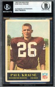 Paul Krause Beckett BAS Vintage Signed 1965 Philadelphia Gum Rookie Autograph Online Online Cheap Online