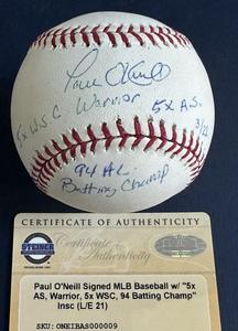 Paul O`neill Signed Mlb Baseball Yankees 5x Ws WARRIOR Stat Auto Steiner Coa /21 Cheap Online Store Manchester