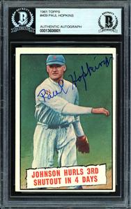Paul Hopkins Auto 1961 Topps Card Senators Played For Walter Johnson Beckett Looking For Sale Online