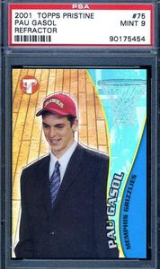 Pau Gasol Psa Mint 9 2001 Topps Pristine Refractor Rookie Clearance 2025 Unisex