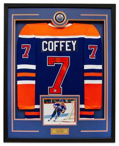 Paul Coffey Signed Edmonton Oilers 36x44 Jersey Frame High Quality Cheap Pice