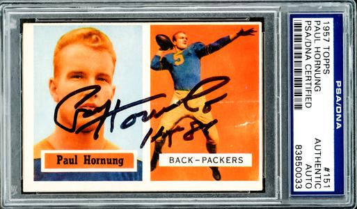 Paul Hornung Autographed 1957 Topps Rookie Card #151 Packers PSA/DNA #83850033 Cheap Wide Range Of