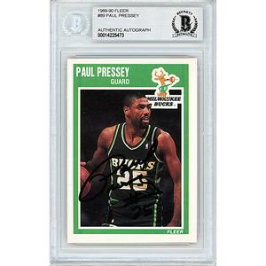 Paul Pressey Signed Milwaukee Bucks 1989-90 Fleer Basketball Card Beckett Auth Auto Slab With Mastercard Online