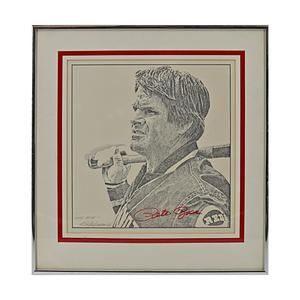 Pete Rose Cincinnati Reds Autographed Signed Murray Tinkleman 10x10 Framed Lithograph (JSA LOA #ZZ25438) Store Sale