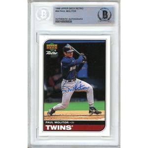 Paul Molitor Minnesota Twins Signed 1998 Upper Deck Retro Card Beckett Auth Auto Slab Discount With Mastercard