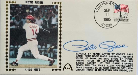 Pete Rose Autographed First Day Cover Sep. 11 1985 "4192 Hits" (JSA) Discount From China