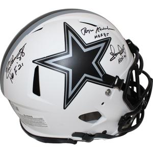 Pearson/Staubach/Dorsett Signed Dallas Cowboys Lunar Helmet HOF BAS 43394 Cheap Sale The Cheapest