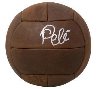 Pele Signed Full Size Vintage Brown Throwback Soccer Ball BAS High Quality