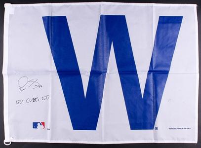 PEDRO STROP SIGNED "GO CUBS GO" 28x41 CHICAGO W FLAG 2016 WORLD SERIES CHAMPIONS Outlet For Nice
