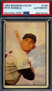 Pete Runnels PSA DNA Signed 1953 Bowman Color Autograph Cheap Buy