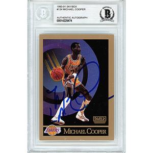 Michael Cooper Signed Los Angeles Lakers 1990-91 Skybox Basketball Card Beckett Slab Cheap Sale 2025 Unisex
