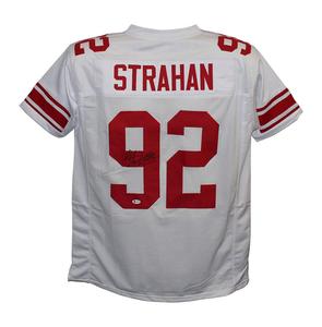 Michael Strahan Autographed/Signed Pro Style White XL Jersey BAS 30402 Manchester