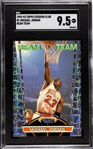 Michael Jordan 1992-93 Topps Stadium Club Beam Team Card #1-SGC Graded 9.5 Mint Free Shipping Big Discount