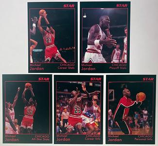 Michael Jordan 1991 Star Co Promo Glossy Black/Red Type 1/1000 Card Set of 5 Big Discount Online