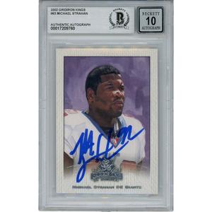 Michael Strahan Autographed 02 Gridiron Kings Grd 10 Trading Card Beckett 46077 Footlocker Pictures