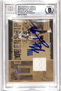 Michael Strahan Signed 2005 Donruss #MS-22 Trading Card Beckett 38974 Classic