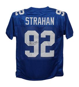 Michael Strahan Autographed/Signed Pro Style Blue XL Jersey BAS 30401 Supply