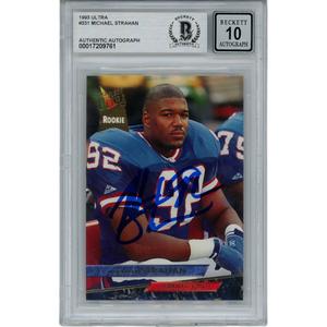 Michael Strahan Autographed 93 Fleer Ultra Grade 10 Trading Card Beckett 46080 Free Shipping Best Store To Get