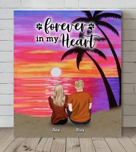 Custom Personalized Couple and Dog Beach Dawn Vertical Canvas - Gift For Couple/ Dog Lovers With Up To 4 Dogs - Forever In My Heart Buy Online Cheap