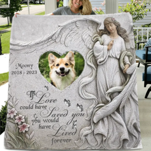 Personalized Memorial Pet Quilt/Single Layer Fleece Blanket - Upload Photo - Memorial Gift Idea For Pet Owners - If Love Could Have Saved You You Would Have Lived Forever Clearance Hot Sale