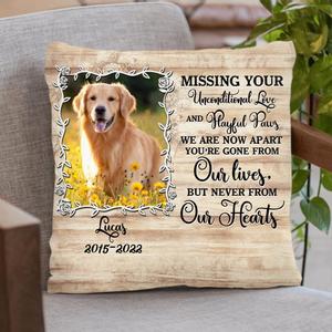 Custom Dog Photo Pillow Cover - Memorial Gift Idea For Dog Lover - You're Gone From Our Lives, But Never From Our Hearts Low Pice Sale Online