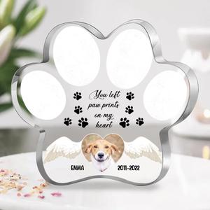 Custom Dog Photo Paw Acrylic Plaque - Memorial Gift Idea For Dog Owner - You Left Paw Prints On My Heart High Quality