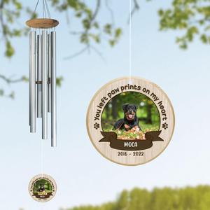 Custom Dog Photo Wind Chime - Memorial Gift Idea  For Dog Lover - You Left Paw Prints On My Heart Clearance Pictures